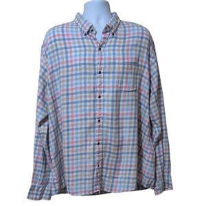 Peter Millar 100% cotton plaid check casual light flannel shirt multi color XXL